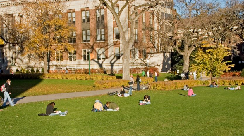 Open Grassy college campus 