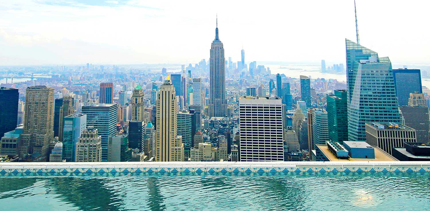 New York City skyline with high-rise apartment buildings