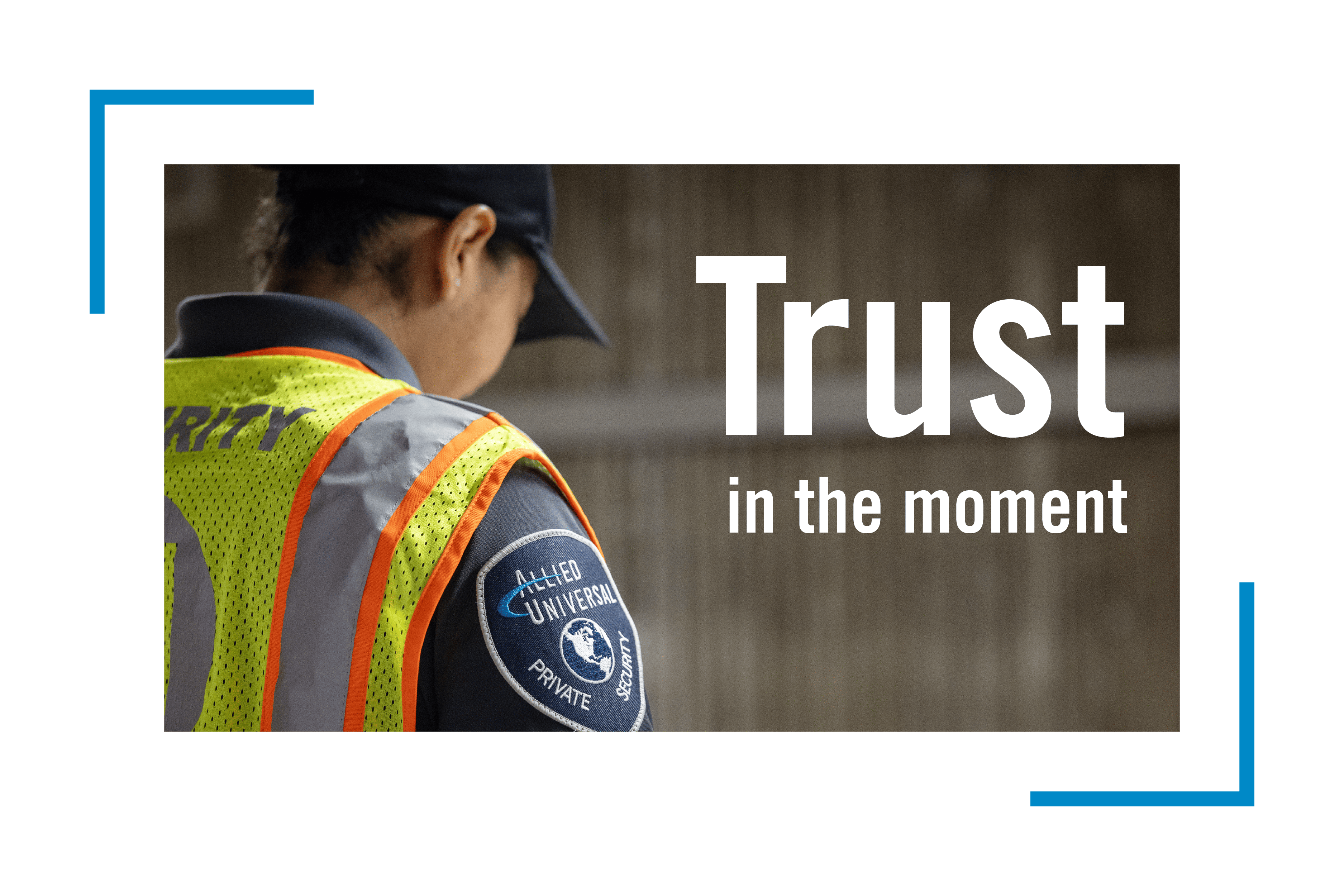 Half back side of the security professional with Trust in the moment written