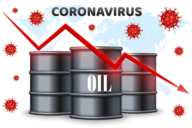 coronavirus and oil barrels 