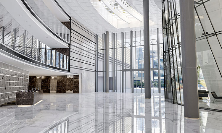 stone floor in building lobby