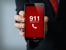 911 displayed on cell phone screen