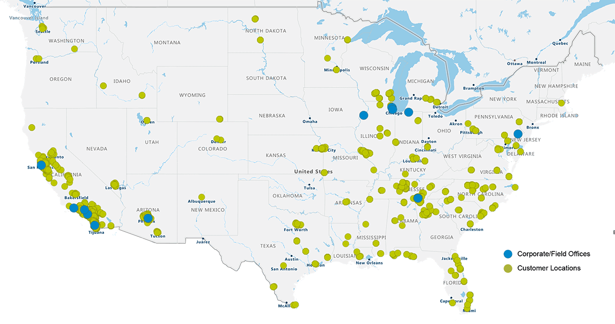 Janitorial Services network of coverage map
