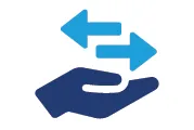 icon of a hand and two arrows