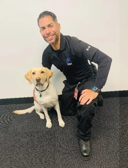 A person sitting next to a dog AI-generated content may be incorrect.