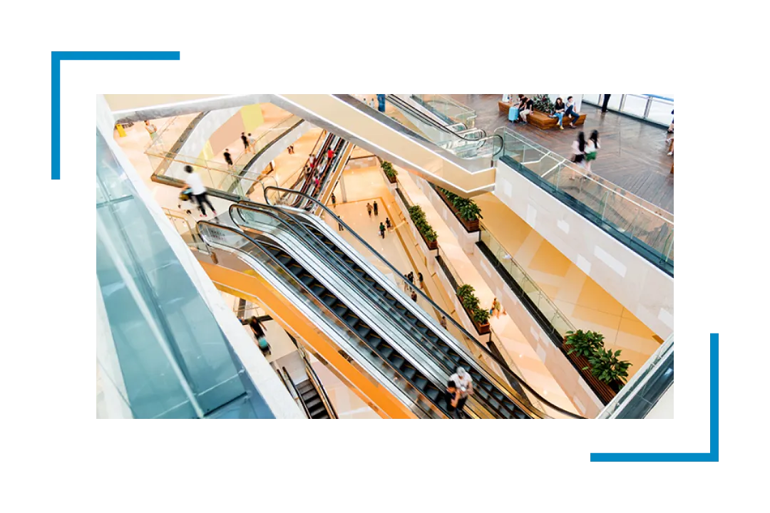 escalator in mall, janitorial services