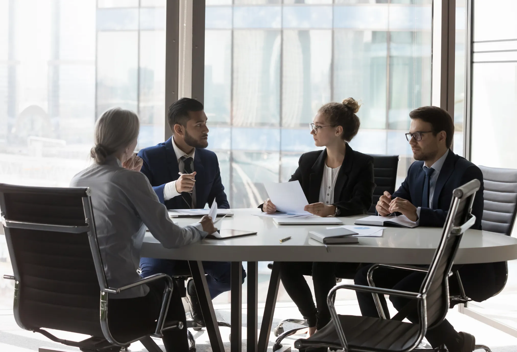Group discussion in a conference room
